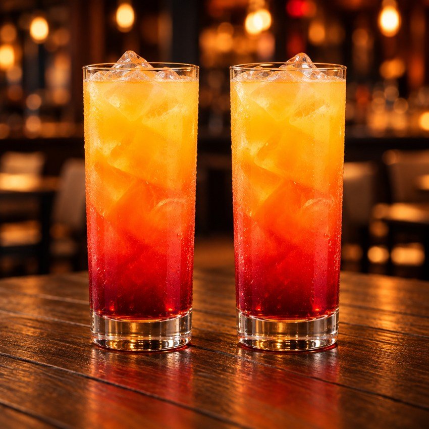 Tequila Sunrise — dos vasos iguales, 2 por 1