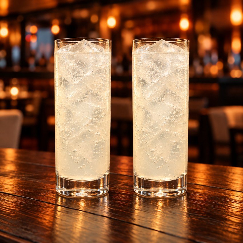 Tom Collins — dos vasos iguales, 2 por 1